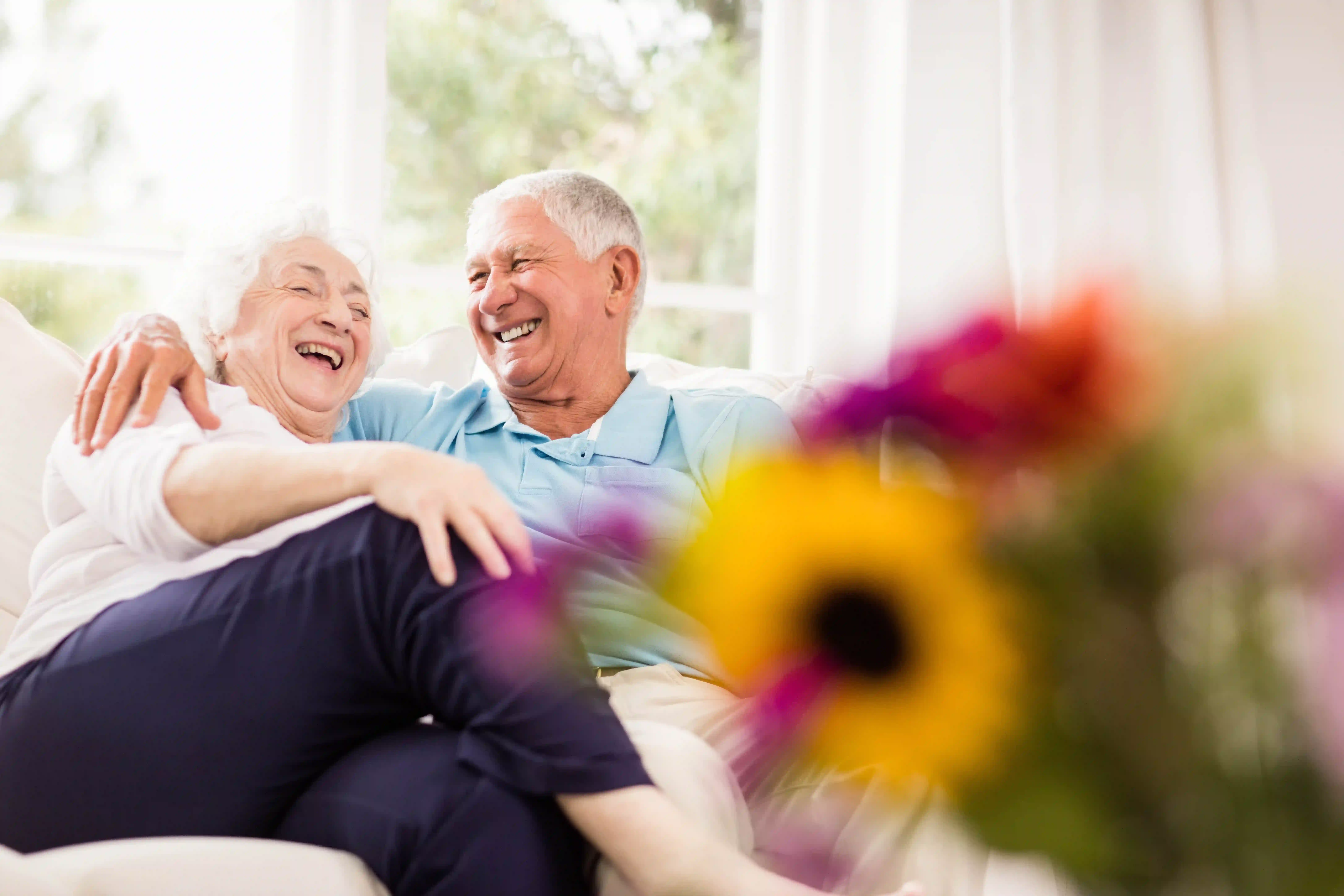 senior couple laughing